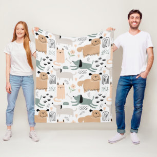 Cute Dog Pattern Fleece Deken
