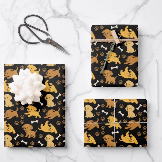 Cute Dog Pattern Inpakpapier Vel (Voorkant)
