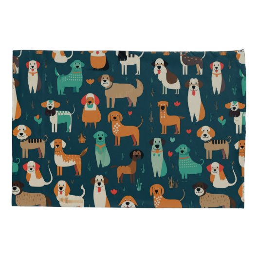 Cute Dog Pattern Kussensloop (Achterkant)