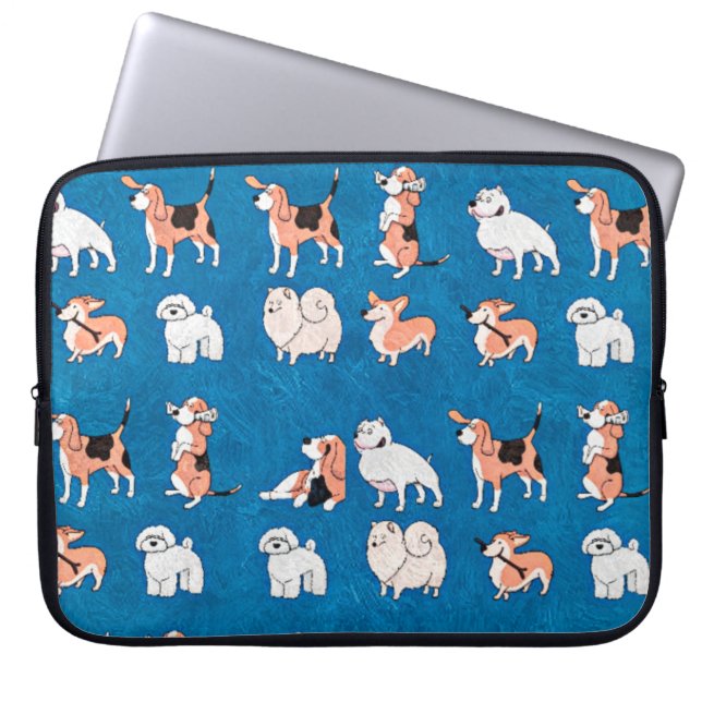 Cute Dog Pattern Laptop Sleeve (Voorkant)