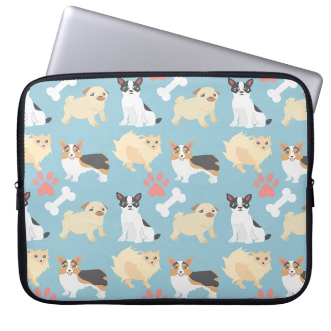 Cute Dog Pattern Laptop Sleeve (Voorkant)