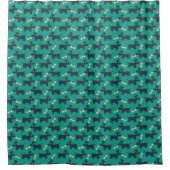 Cute Dog Pattern met Bone on Green Background Douchegordijn (Voorkant)