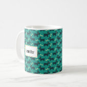 Cute Dog Pattern met Bone on Green Background Koffiemok (Voorkant links)