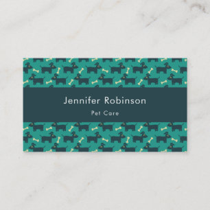 Cute Dog Pattern met Bone on Green Background Visitekaartje