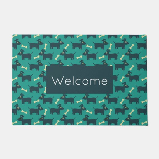 Cute Dog Pattern met diskettestations & Bone Welco Deurmat (Voorkant)