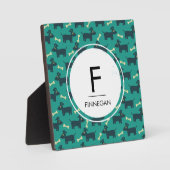 Cute Dog Pattern met diskettestoren en beenmonogra Fotoplaat (Voorkant)