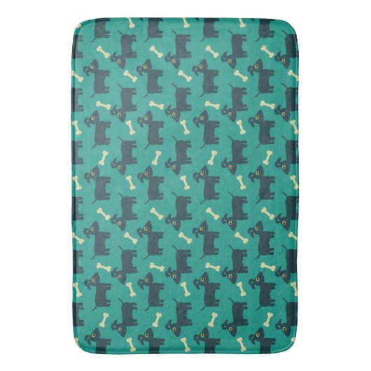 Cute Dog Pattern met diskettestoren en bot Badmat (Voorkant Verticaal)