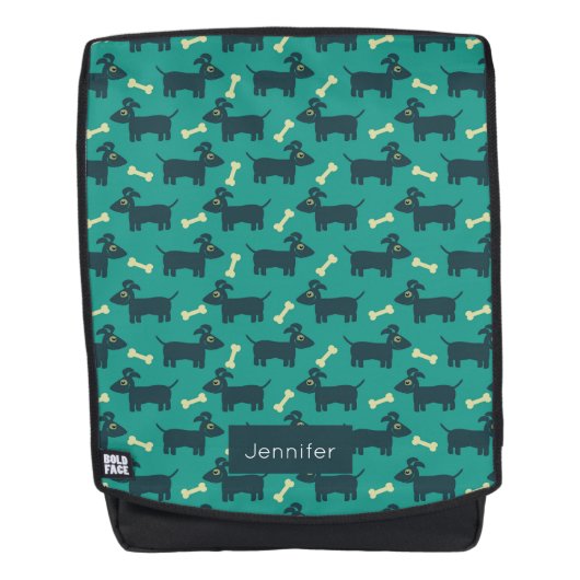 Cute Dog Pattern met diskettestoren en bot Rugtassen (Voorkant)