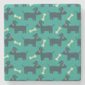 Cute Dog Pattern met diskettestoren en bot Stenen Onderzetter (Voorkant)
