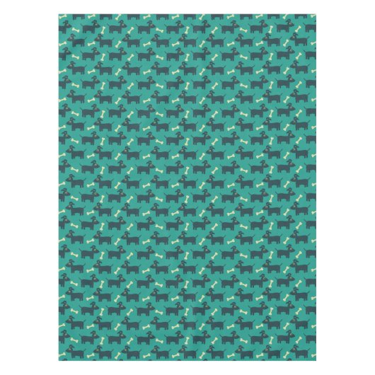 Cute Dog Pattern met diskettestoren en bot Tafelkleed (Voorkant)