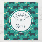 Cute Dog Pattern met diskettestoren en bot Wijn Etiket (Enkel label)