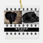 Cute Dog Paw 2 Photo Collage Kerstkeepslag Keramisch Ornament (Voorkant)
