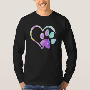 Cute Dog Paw Prin Psychedelic Tie Rottweiler T-shirt