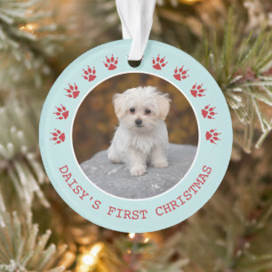 Cute Dog Paw Prins Lijst Kerstmis Ornament