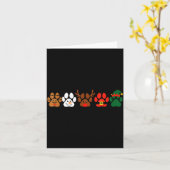 Cute Dog Paw Print Santa Elf Christmas Character H Kaart (Gele Bloem)