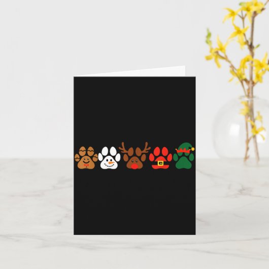Cute Dog Paw Print Santa Elf Christmas Character H Kaart (Gele Bloem)