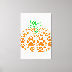 Cute Dog Paw Pumpkin Hondenliefhebber Gifts Hallow Canvas Afdruk