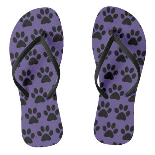 Cute Dog Paws Print Pattern Stijlvol zwart Paars Teenslippers
