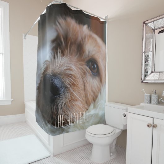 Cute Dog Personalized Shower Curtain Douchegordijn (In situ)
