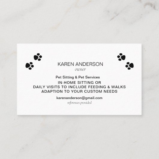 Cute Dog Pet Sitting and Services Visitekaartje (Achterkant)