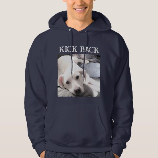 Cute Dog Photo Kicking Back with Paw on Dad Funny` Hoodie (Voorkant)