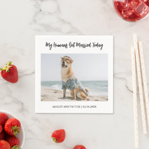 Cute Dog Photo Modern Simple Wedding Servet
