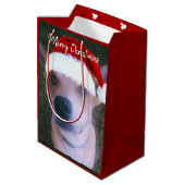 Cute Dog Photo Red Kerstmis, aangepast Medium Cadeauzakje (Achterkant Gekanteld)
