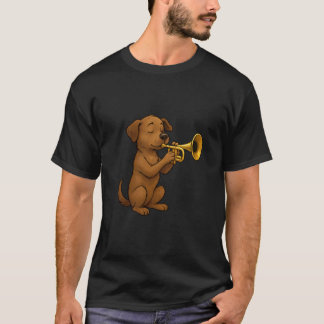 Cute Dog Playing Trumpet, Funny Dog Trumpet T-shirt