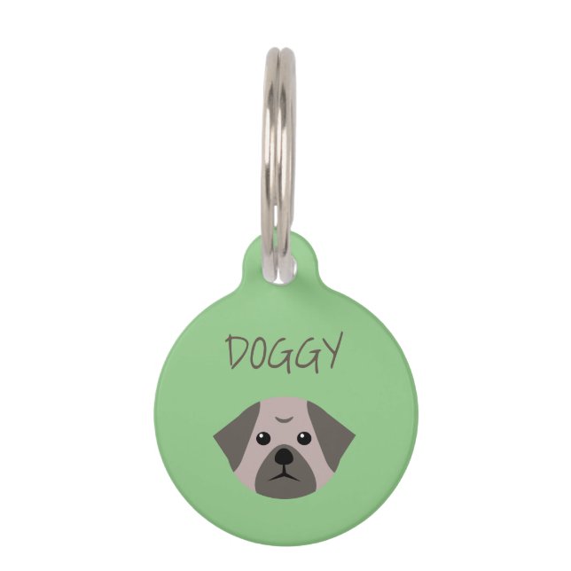 Cute Dog Pug Huisdierpenning (Achterkant)