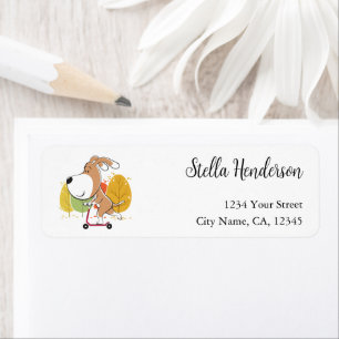 Cute Dog Puppy Kick Scooter Return Address Labels