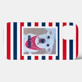 Cute Dog Red White Blue Stripes Patriottic Photo Case-Mate iPhone Case (Achterkant (horizontaal))