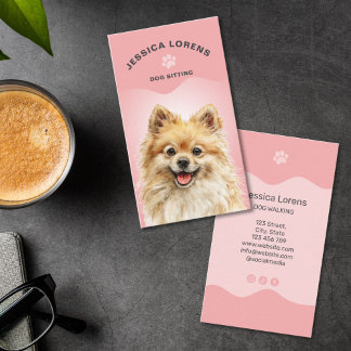 Cute Dog Sitter, Pet Groomer, Dog Walker Visitekaartje