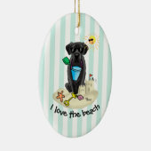 Cute Dog - Summer Beach Black Labrador Retriever Keramisch Ornament (Rechts)
