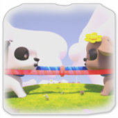 Cute Dog Tug of War Speelgoed Sticker (Voorkant)