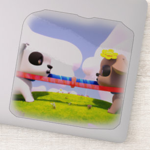 Cute Dog Tug of War Speelgoed Sticker