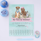 Cute Dog Walker Flyer-scheurblad roze banner Flyer (Enkel)