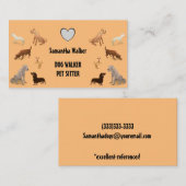 Cute DOG WALKER PET SITTER Visitekaartje (Voorkant / Achterkant)