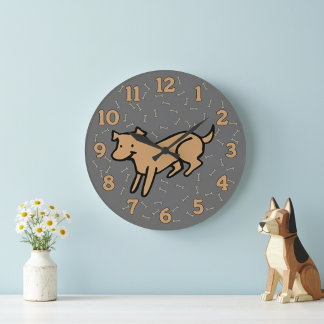 Cute Dog Wall Clock with Large 12 Hour Numbers Grote Klok