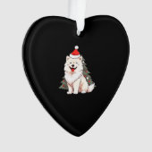 Cute Dog wearing Santa hat and Christmas tree Clas Ornament (voorkant)