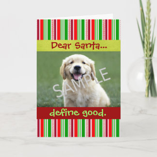 Cute Dog Wenskaart Stripes voor kerstfoto's Feestdagen Kaart