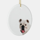 Cute dog white Bulldog Keramisch Ornament (Rechts)