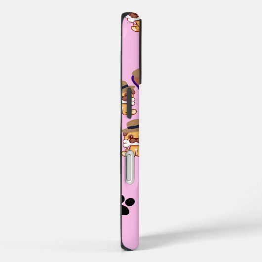 Cute Dog with Hat & Paw Pattern Case-Mate iPhone Case (Achterkant / Rechts)
