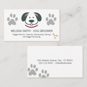 Cute Doggie Logo Paw Prints Schaar Visitekaartje