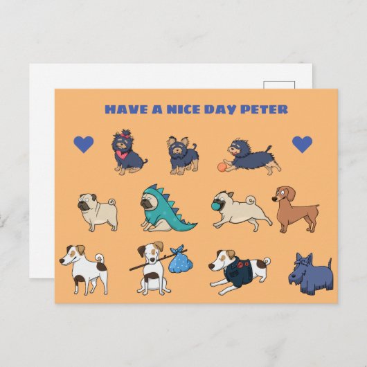 Cute Doggy Design met naam aanpassen Briefkaart (Voorkant / Achterkant)