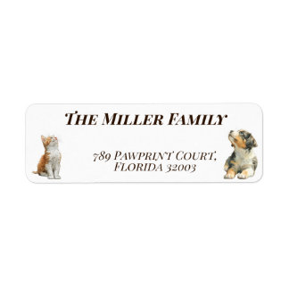 Cute dogs and cats look up Personalized Etiket