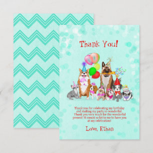 Cute Dogs Birthday Celebration Laten we Paw-ty Dan Bedankkaart