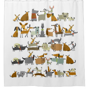 Cute dogs collectie, schets afbeelding douchegordijn