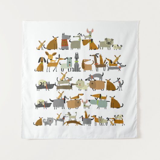 Cute dogs collection, sketch vintage illustration wandkleed (Voorkant)