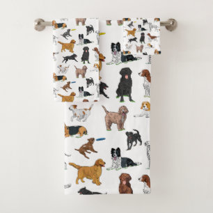 Cute Dogs Illustrator Pattern Bad Handdoek