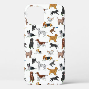 Cute Dogs Illustrator Pattern iPhone 12 Hoesje